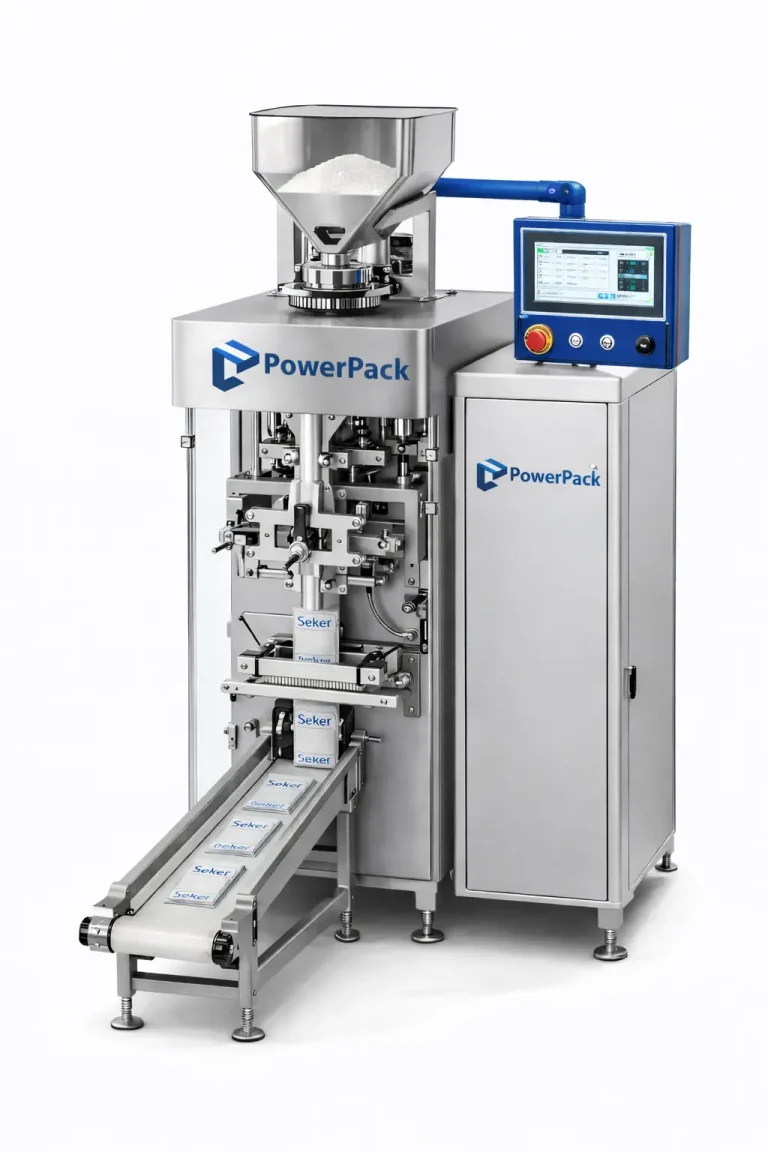Şeker Paketleme Makinesi Volumetrik Dozajlama ve Dikey Paketleme Ünitesiı
